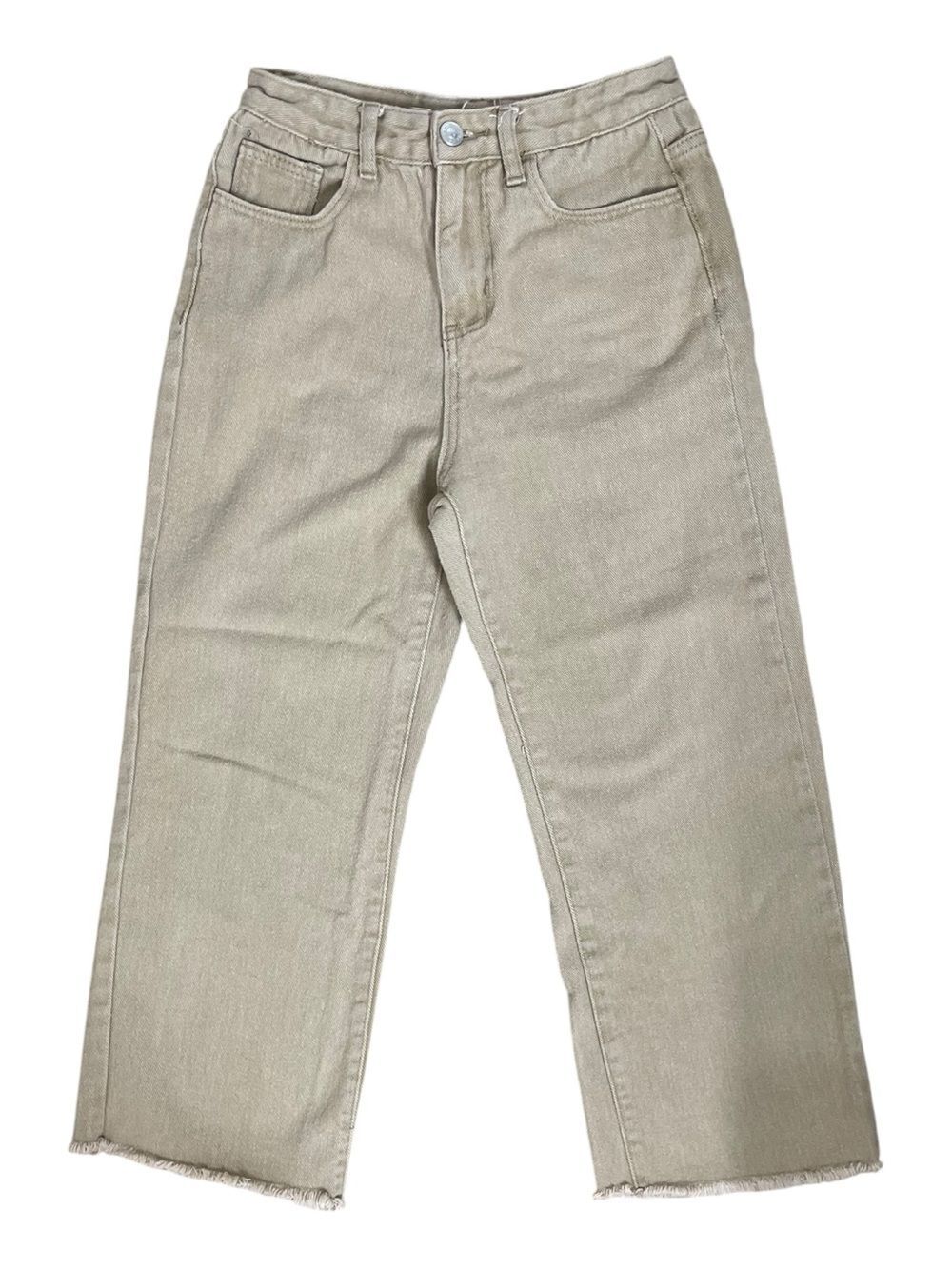 Princess Polly Beige Wide Leg Cropped Jeans Raw Hem High Rise